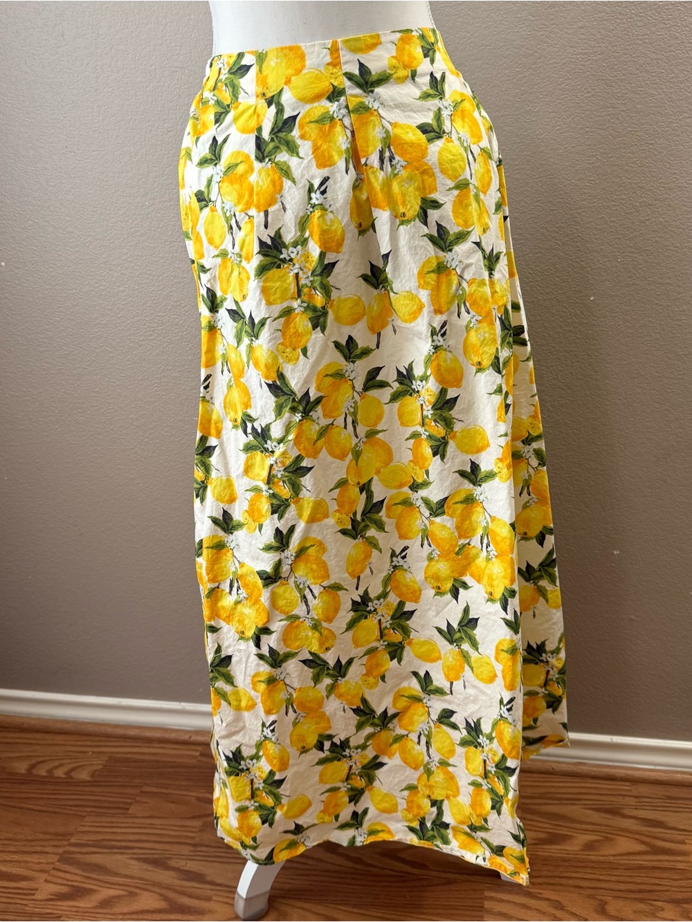 MELLODAY Lemon-Print Maxi Skirt - Yellow & White size large